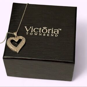 NIB Victoria Townsend 1/2 CTTW Genuine Rose Cut Diamond Heart Necklace